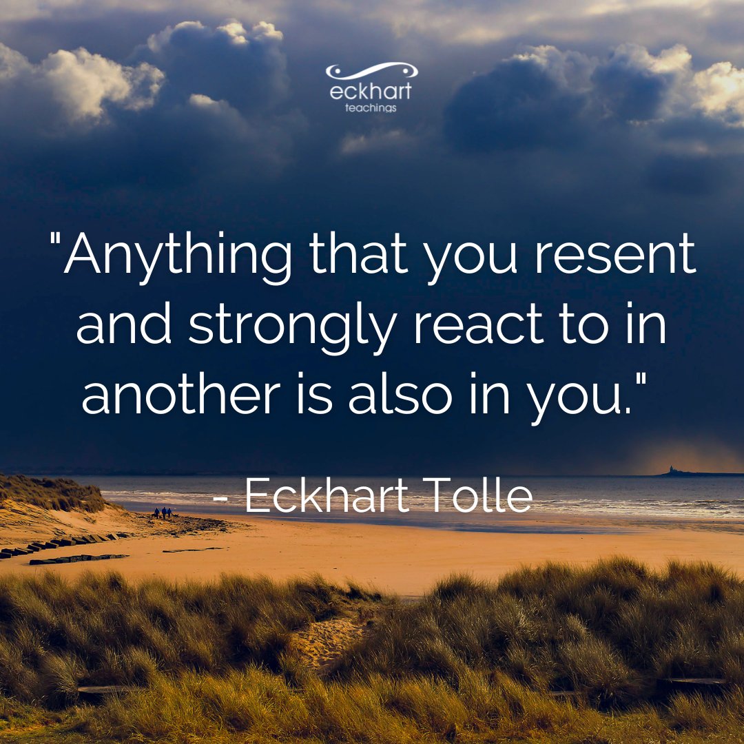 "Anything that you resent and strongly react to in another is also in you." - Eckhart Tolle