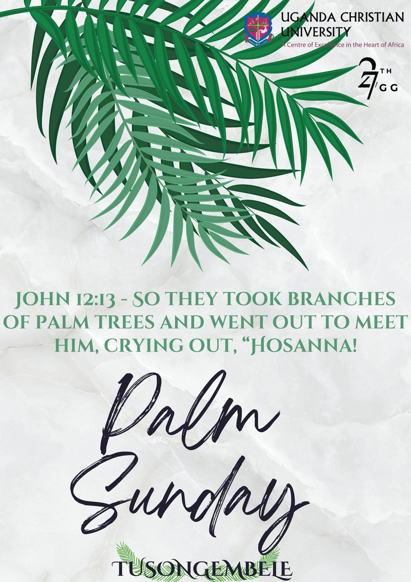 "So they took branches of palm trees and went out to meet him, crying out, “Hosanna!" John 12:13 
HAPPY PALM SUNDAY ✝️ 
TUSONGE MBELE!