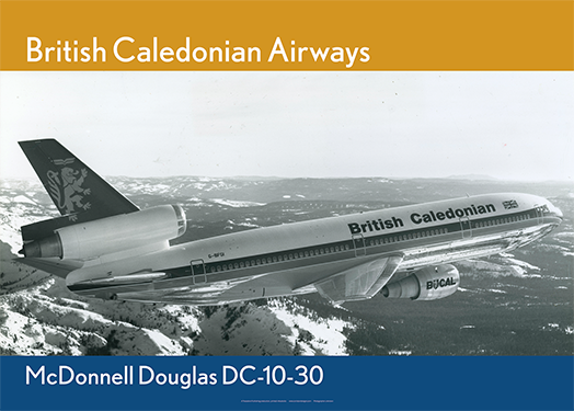 ConistonAir's tweet photo. Art Print of a British Caledonian McDonnell Douglas DC-10-30 in flight. DC-10s served B-Cal from March 1977 to West Africa, South America and Asia. British Airways took over B-Cal in 1988. Available ready to frame in multiple sizes at https://t.co/gxTFVAqiLU https://t.co/6yF8ds4OjO