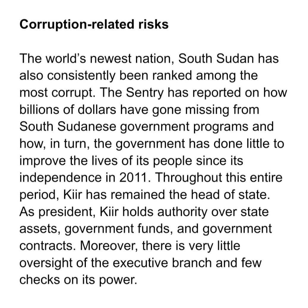 nzinga_words's tweet photo. Thread:
1/2- Salva Kiir Mayardit has turned the government of South Sudan into a family business. They have looted billions in resources since the countries independence, contributed to environmental degradation, and have committed mass atrocities and ethnic cleansing. #FreeSS https://t.co/NnrP86BuYE
