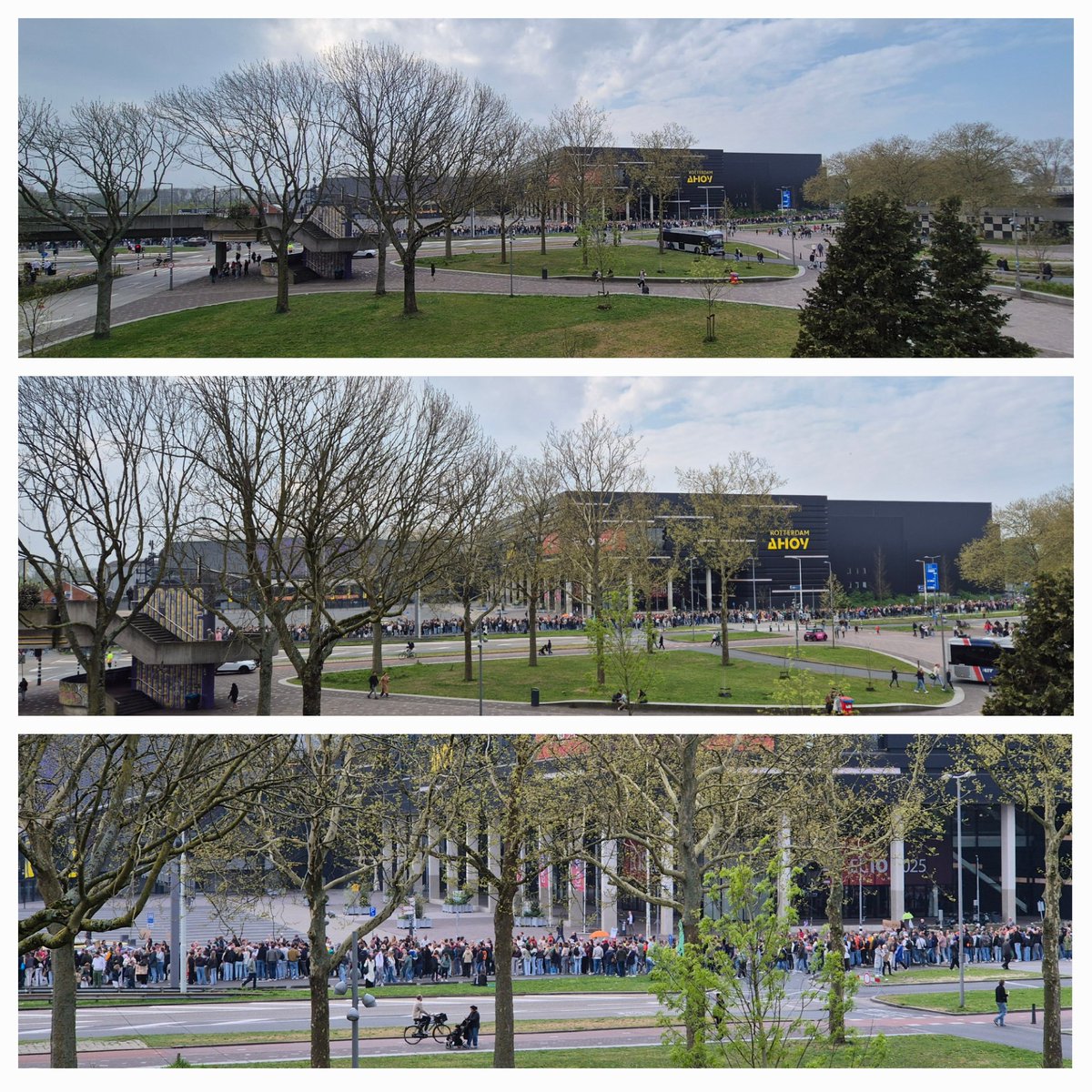 plinstering's tweet image. De kopgroep is er bijna, maar bij Ahoy komt de massa langs. #marathonrotterdam