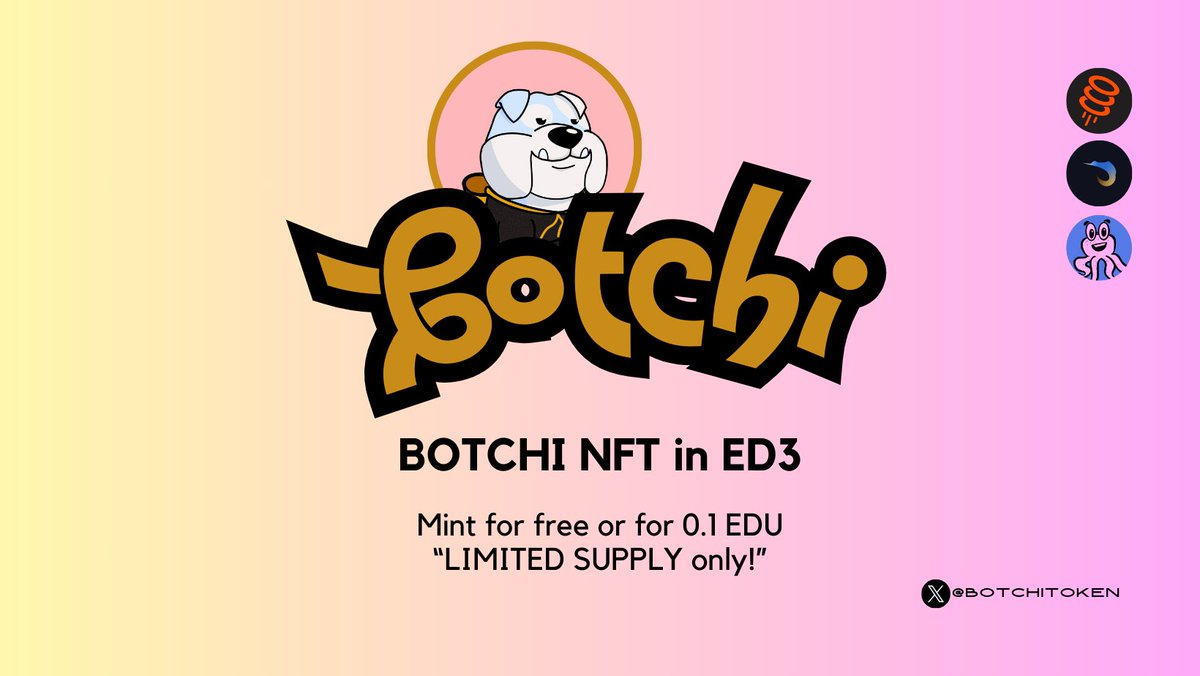 BotchiToken's tweet photo. Do you know you can also earn YUZU in ED3 by interacting in ED3 especially in minting some NFT Collection.

1,008,000 YUZU is the total alloc for @ed3_xyz 

You can also mint BOTCHI NFT for Free but limited supply only and other is 0.1 EDU each

Link:
https://t.co/1YI6G7kWZ9