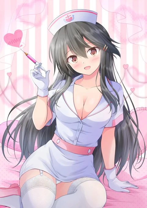「榛名のお注射、いかがですか?」【Skeb】ナース姿の榛名を描かせていただきました。リクエストありがとうございました!#Skeb #艦これ #榛名 