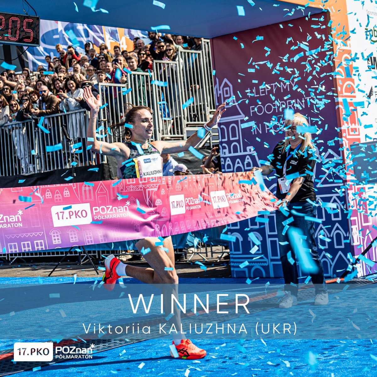 poznanmaraton's tweet photo. 🏆 Champions of the 17. PKO Poznań Half Marathon!
🥇 Oqbe Kibrom RUESOM 🇪🇷 – 1:02:23
🥇 Viktoriia KALIUZHNA 🇺🇦 – 1:12:05
Huge congratulations to our winners and to every runner who crossed the finish line today – you're all amazing! 💙
#HalfMarathon #runningchampions #runpoznan https://t.co/HZv3DEhamb
