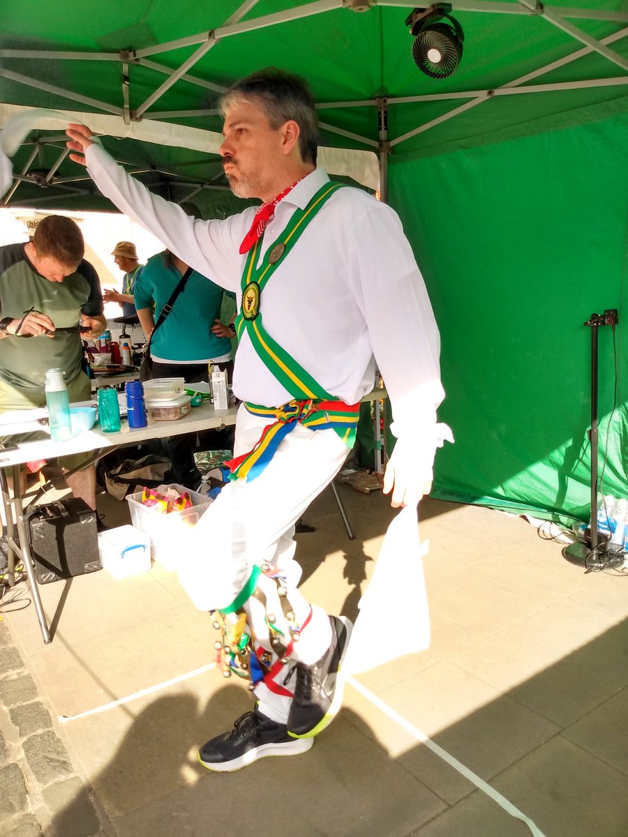 Super celebrations in Abingdon market place yesterday after Morris dancer Duncan Bhaskaran Brown danced for about 11 hours to break a world record