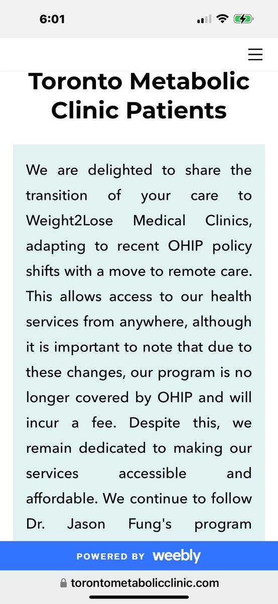 KimP_CA's tweet photo. @drjasonfung I’m stumped. Why is your clinic -Toronto Metabolic Clinic-no longer OHIP qualified? Other ON clinics are fully virtual too. An effort to commodify your method? Bariatric surgery norm in ON. Why gate-keep a lifesaving approach? Referrals to your services available? 🙏DM to clarify https://t.co/KWuanhnyXM