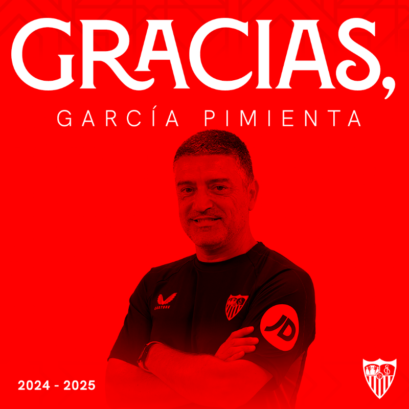 SevillaFC's tweet photo. ℹ️ García Pimienta deja de ser entrenador del Sevilla FC.
