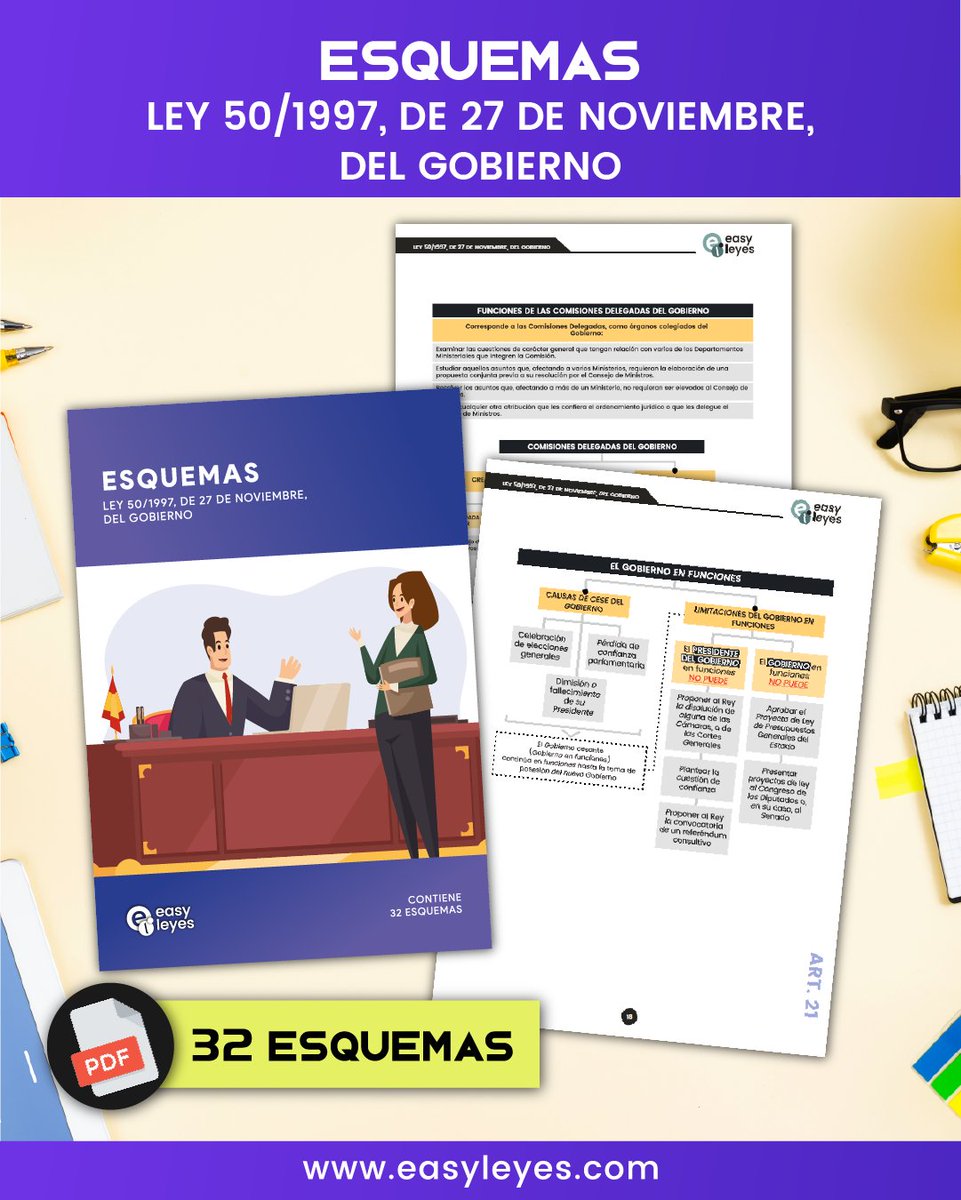 easy_leyes's tweet photo. 📝32 esquemas sobre la Ley 50/1997, de 27 de noviembre, del Gobierno en formato PDF.
 
 🤩✨Consíguelos con un 5% de descuento usando el código EASY5D (cupón válido en todos los productos).
 
💻👉https://t.co/EA6bjPaTp7
 
#gobierno #esquemas #oposiciones https://t.co/cUBykKg4mM