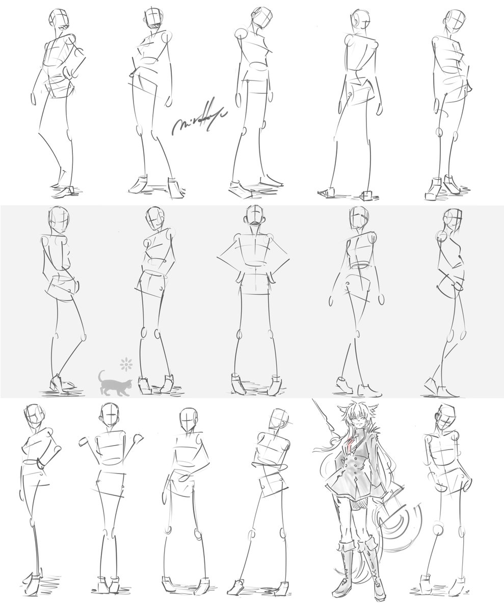 mirokkyu's tweet image. いろんなポーズとあたり✏️

#スケッチ #クロッキー