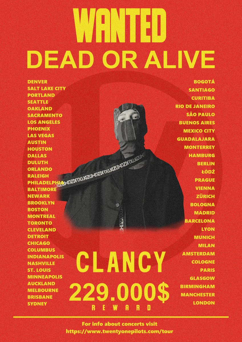Cheddar77761476's tweet photo. Fan-made poster by me. Inspired by the lyrics of Overcompensate. @twentyonepilots #Clancy #clancytour https://t.co/9ixReP9u3g