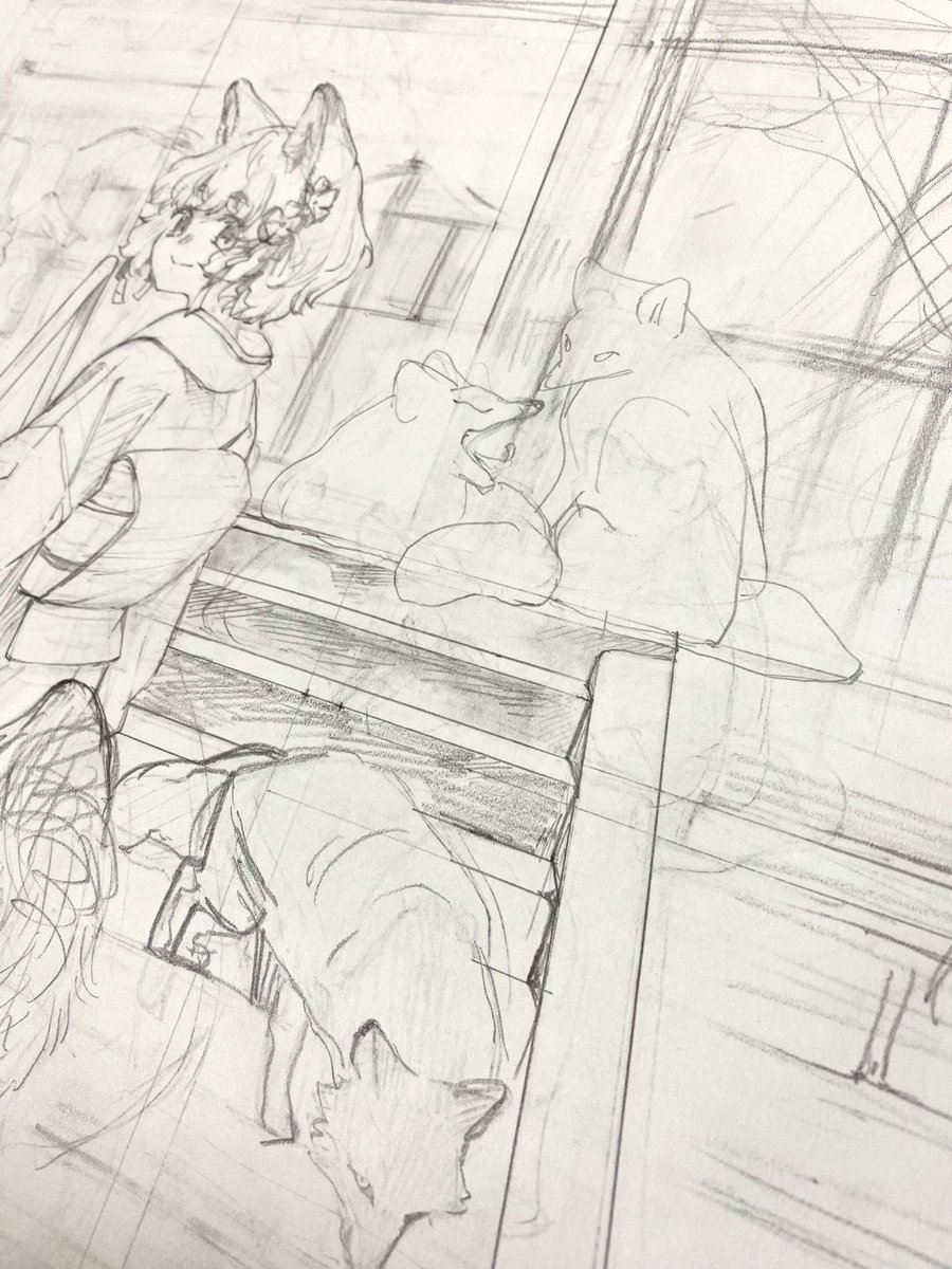 世界創造中だけど手癖で描くきつねたちあまりにもバケモンで未熟さを思い知る きつねのようななにかがいる 