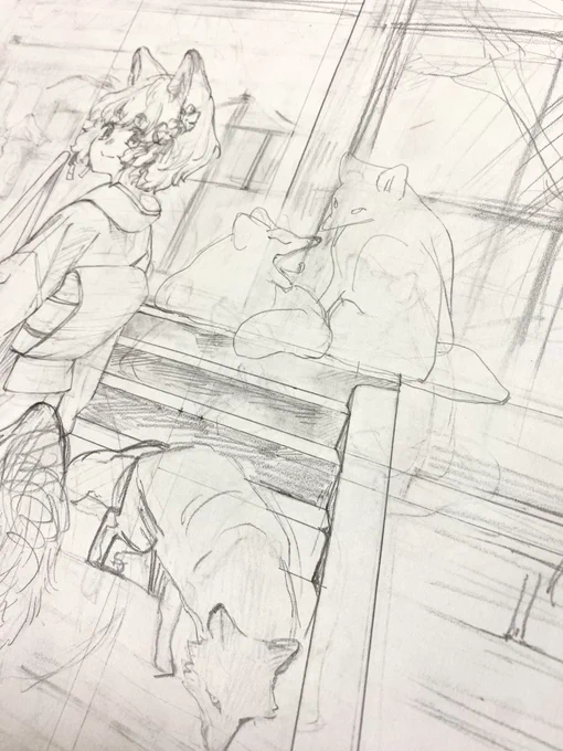 世界創造中だけど手癖で描くきつねたちあまりにもバケモンで未熟さを思い知る きつねのようななにかがいる 