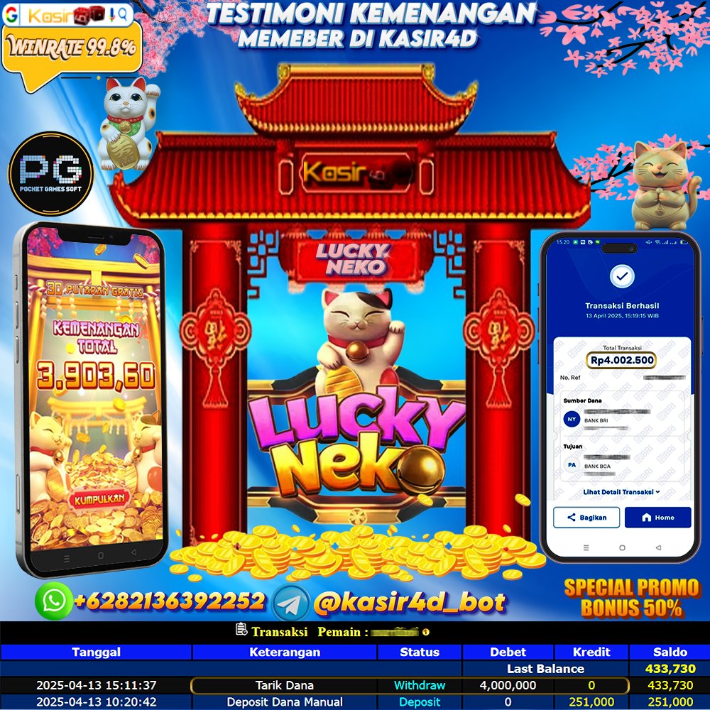 LennWangsa's tweet photo. KASIR4D

🔥SPECIAL BONUS HARIAN 50%🔥
🔥SPECIAL BONUS NEW MEMBER 50%🔥

Gassken bosku

https://t.co/LFtmgiWHr2

👇Info Contact👇
📱 Official : https://t.co/zAHK4kAksI
📱 TELE: @kasir4d_bot https://t.co/PyocZmnFev