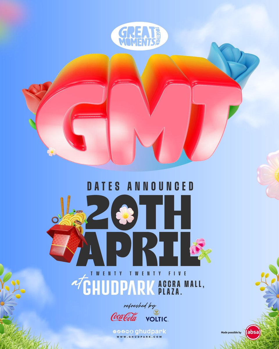ghudpark's tweet photo. Great Moments Together!
A day packed with fun activities, live performances, and unforgettable vibes at the park!
Don’t miss out — check the full caption below for all the times and dates.
Mark your calendars and bring your crew!

@gmtfest 
GhudPark,Accra Mall https://t.co/1BNMVpiVJj