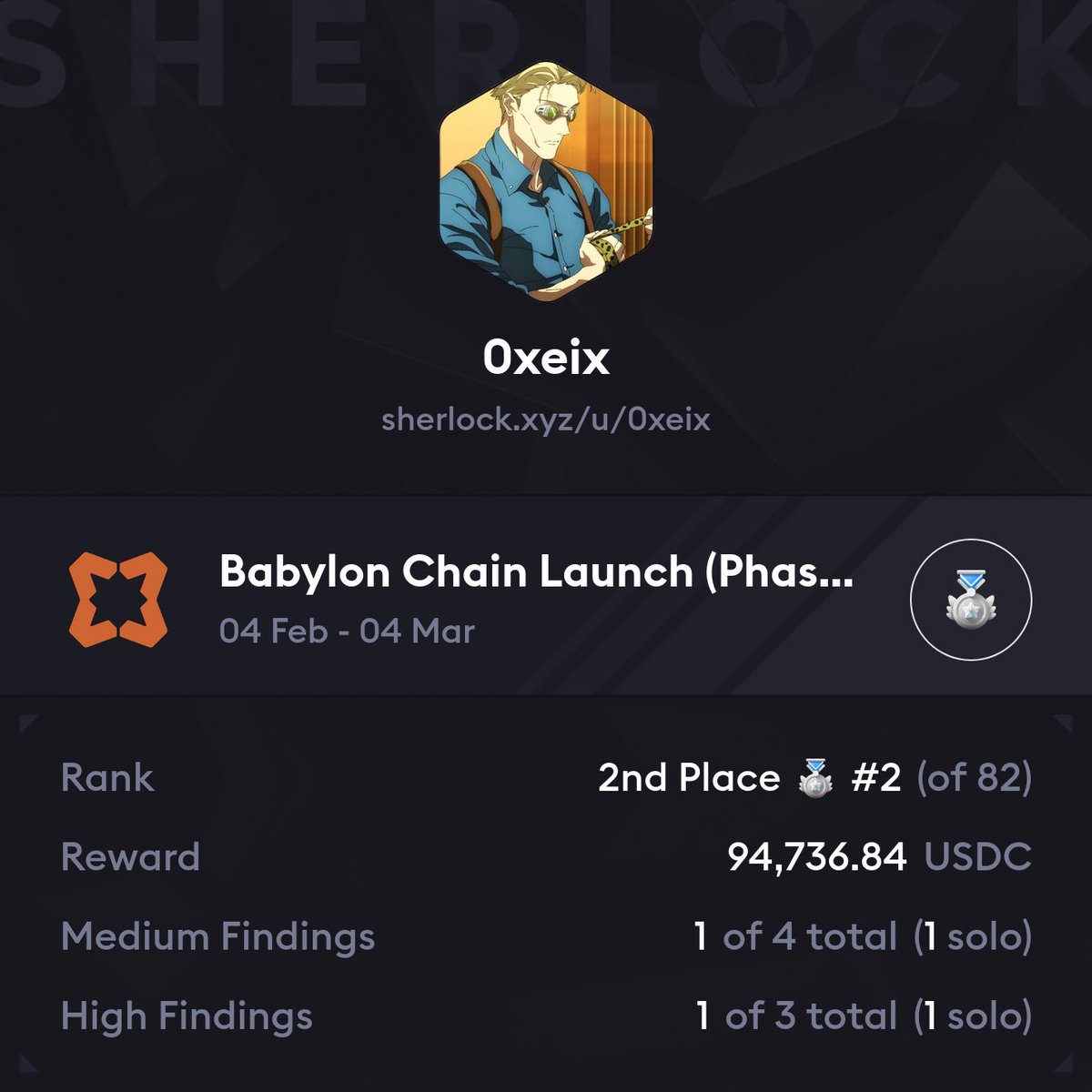 Probably the best result I could have imagined <a href="/sherlockdefi/">SHERLOCK</a> <a href="/babylonlabs_io/">Babylon</a>