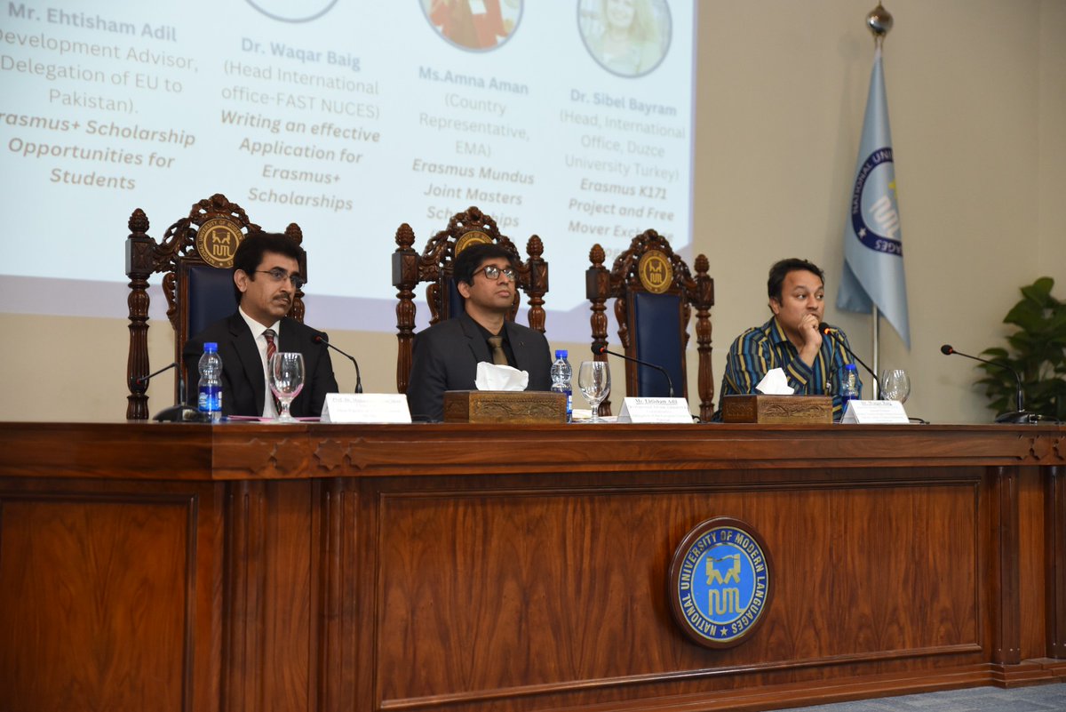 JMC_NUML's tweet image. Jean Monnet Chair at NUML, Islamabad organized an Information Seminar on &apos;Erasmus+ Scholarship Opportunities.&apos; Experts with relevant professional experience guided the students regarding opportunities under Erasmus+ program and writing a winning application.