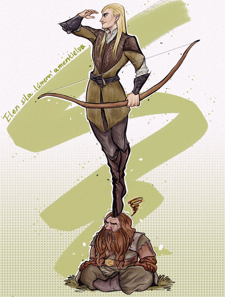 echo3EEE's tweet photo. 🍃🐻

#TheLordOfTheRings #gigolas #gimli #legolas #fanart https://t.co/Z6wvT1JBG5