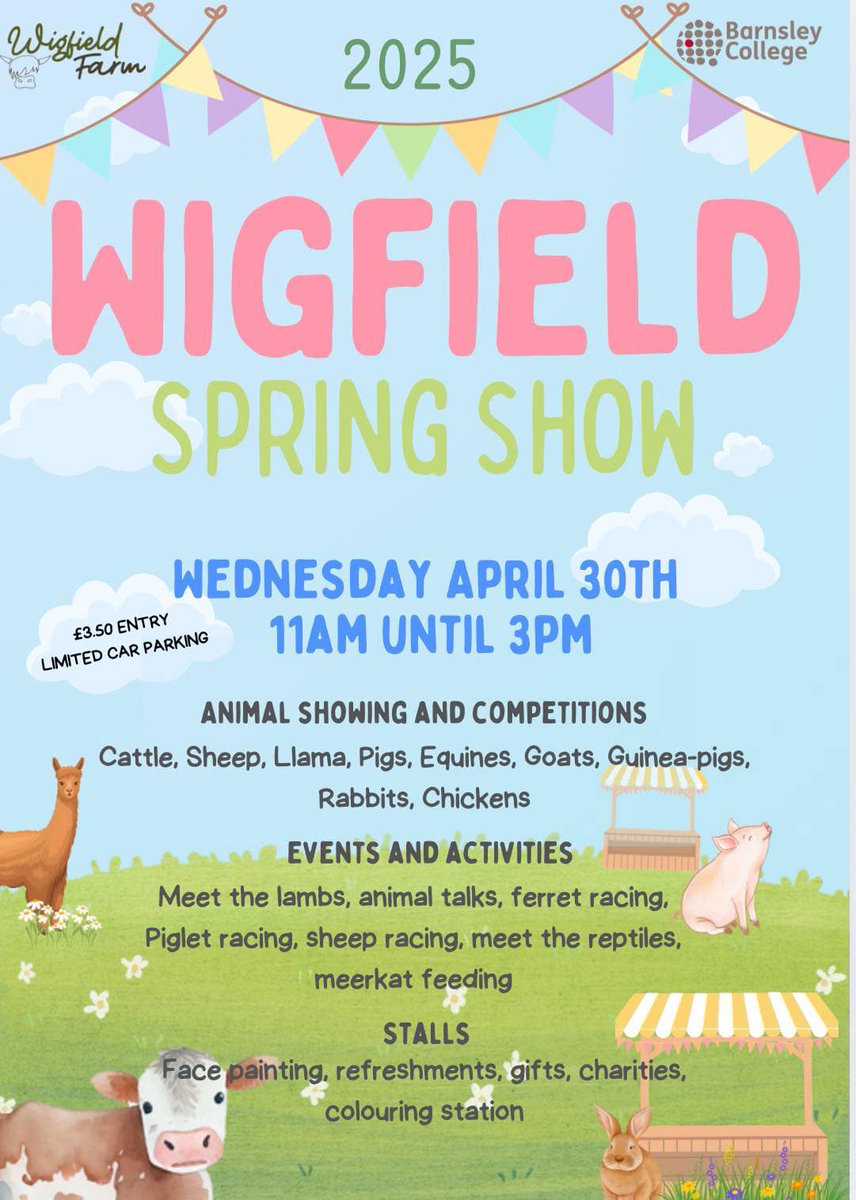 Our amazing students have been working really hard in preparation for our annual Spring Show! We will be showing you what they've been up to over the next few weeks!
Students will be showing different animals and we'll have lots of stalls too! We can't wait! ❤️
<a href="/barnsleycollege/">Barnsley College</a>