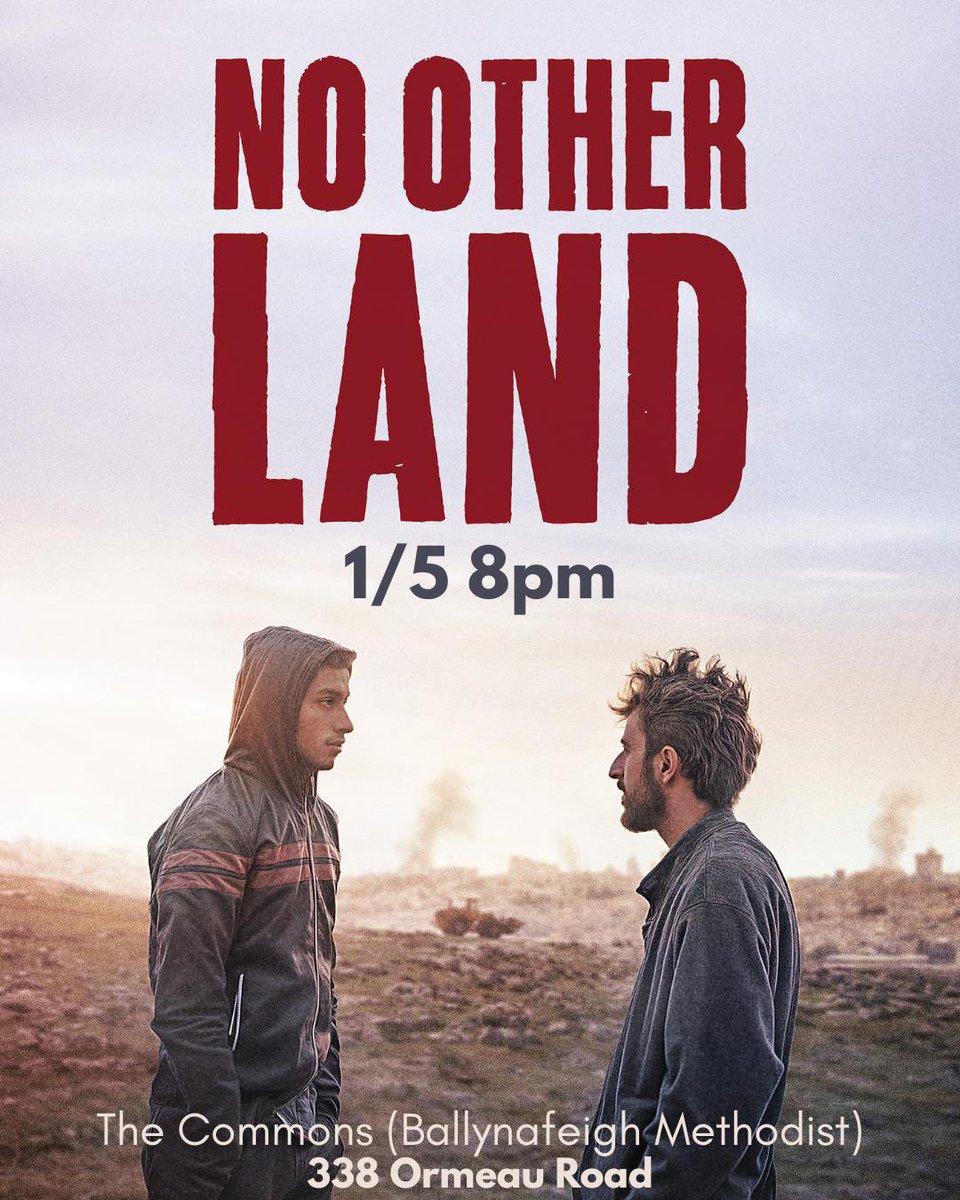 OrmeauCinema's tweet photo. This May we’re screening Oscar-winning doc No Other Land at The Commons (formerly Ballynafeigh Methodist). All proceeds go to support survivors of the current attacks on Gaza.
Tix: https://t.co/RaMq3JQcaQ
#ormeau #belfast #communitycinema #nootherland #oscars2025 #lovebelfast https://t.co/OviVoBifvq
