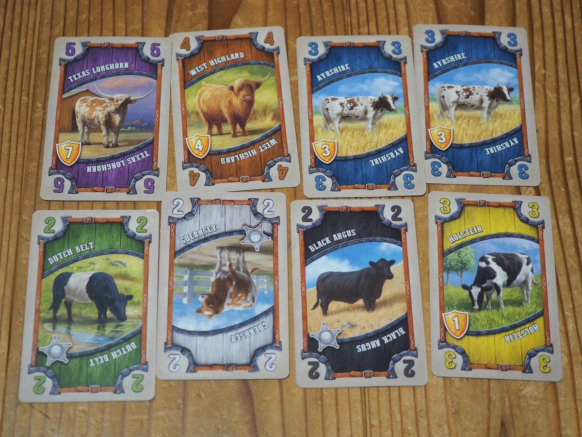 matz_jon's tweet image. 「そのボードゲーム、買った決め手は？」シリーズっ！「グレートウエスタントレイル」は、BGG上から順にしらみつぶしに探してたとき「牛カード」見てひとめぼれっ。要素てんこもりでありつつ、すごろく方式で直感的な基本ルール、かつ言語依存なしの安心感から、米国アマゾンでササッと購入だっ！
#GWT