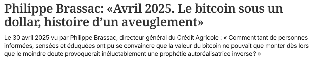 MRadarCrypto's tweet photo. 😂 Petite pensée pour Philippe Brassac, directeur Général du Crédit Agricole, et médium à ses heures perdues ... 🔮

"Avril 2025, le Bitcoin sous 1$"

Notre Warren Buffett français 🇫🇷🥖, l'oracle de Montrouge, a-t-il une nouvelle prémonition à partager dans les médias ? 

🤡🤡🤡 https://t.co/TnIpfODjV6