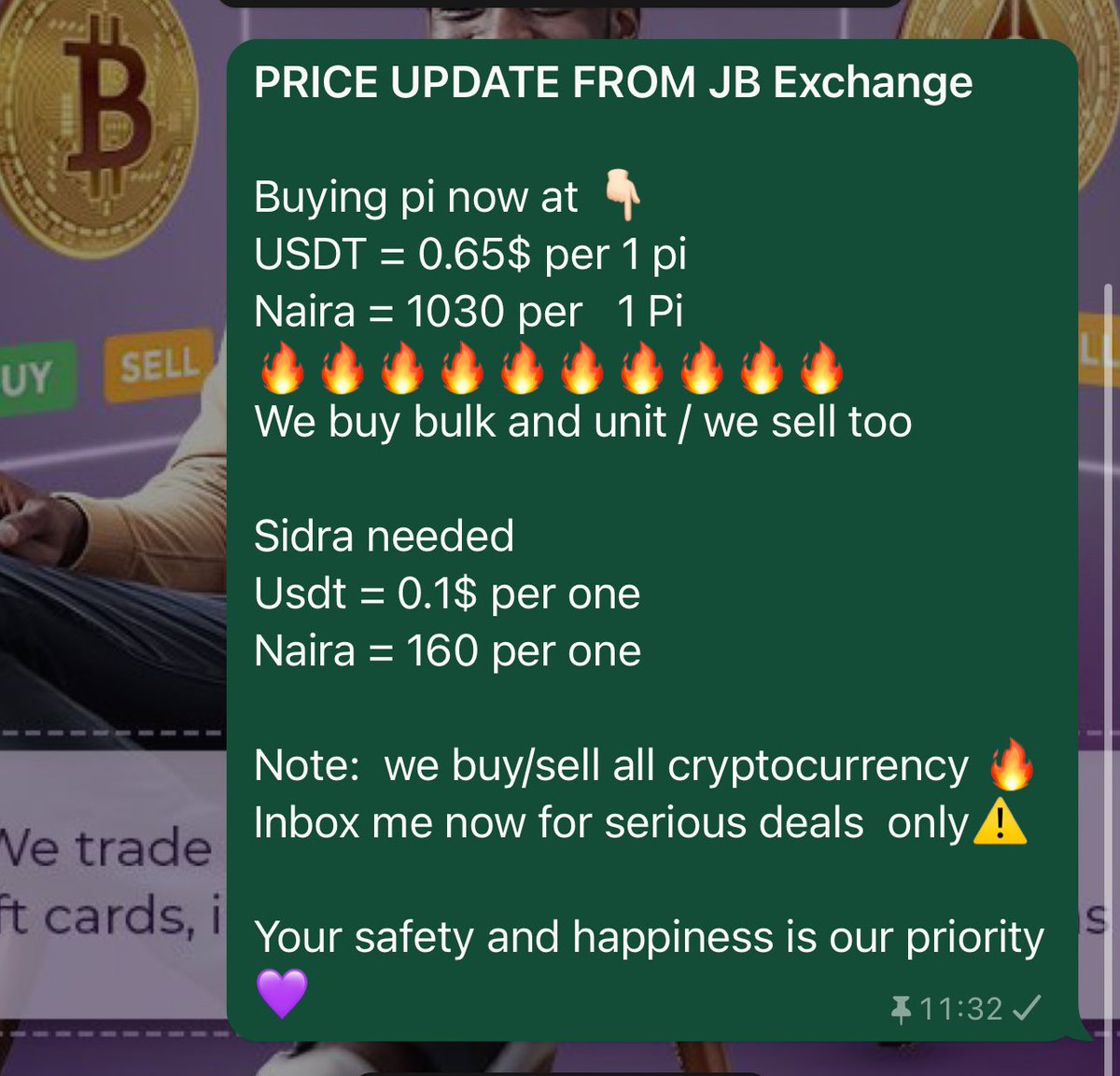 JBexchange4's tweet image. Pi price update from JB 💜 if you wants to trade any crypto to Naira or buy inbox us on WhatsApp 0901 695 9007 #jbexchange #Pi #OpenMainnet