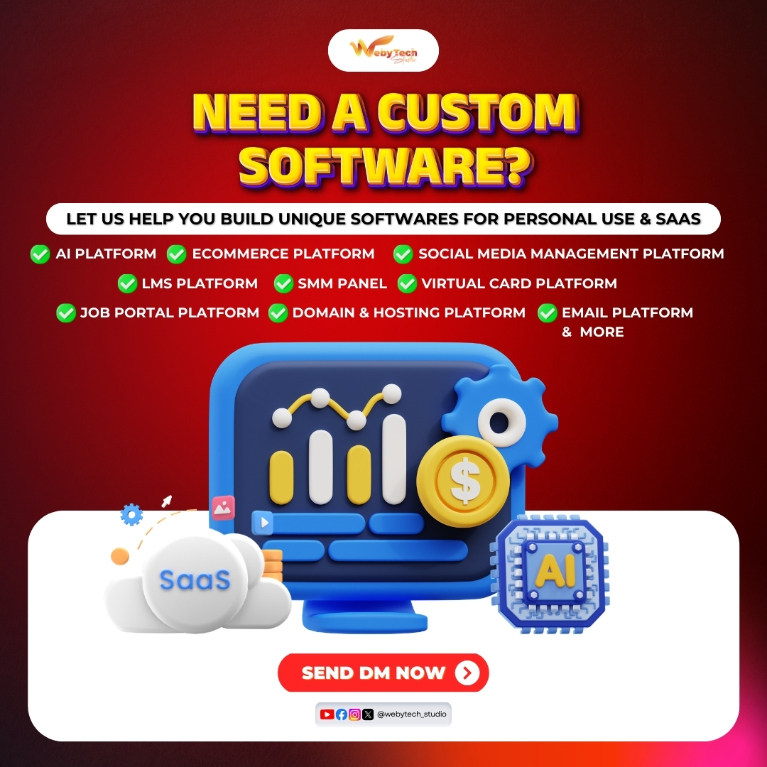 webytech_studio's tweet image. Let us help you develop any Software, WebApps, and Mobile Apps for your personal use or as SaaS to earn from users. 👉 SEND DM NOW
TAGS: #softwaredeveloper #saasdeveloper #websitedevloper #webdevelopment #businesswebsite #web3 #web3developer #softwareexpert #aiagents #aitools