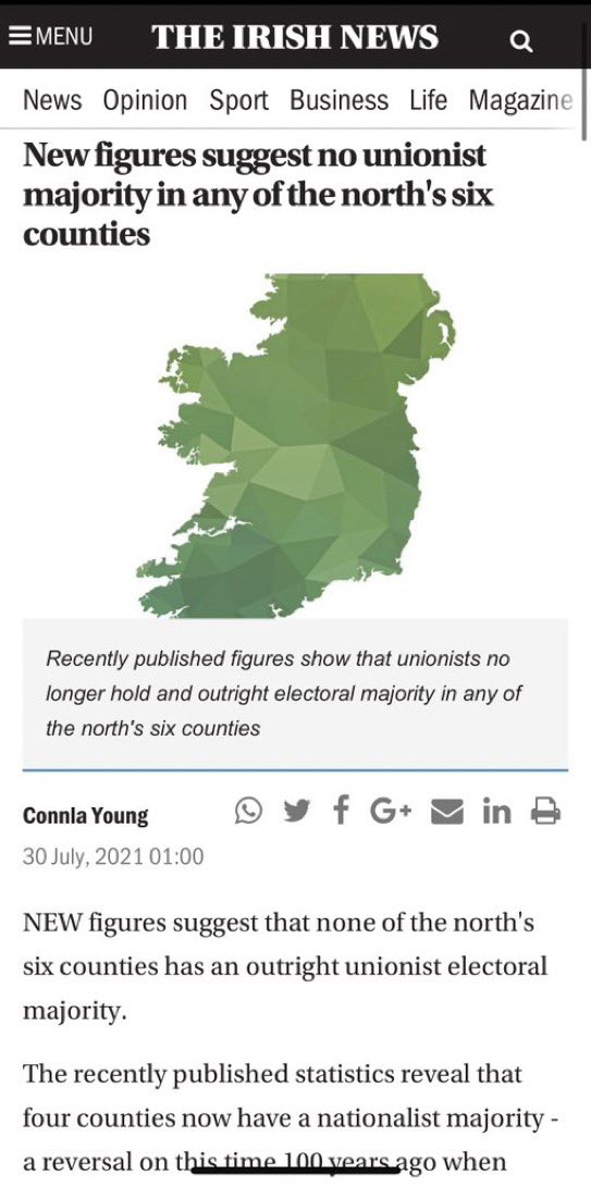 AodhMorONeill's tweet image. The 6-county statelet has failed — Unionist leaders have shown they can’t be trusted. The South population overwhelmingly backs unity &amp;amp; the North has a nat majority which will be greater in 5 yrs. No more delusion. It’s time to plan for a united Ireland. #TimeForUnity #Think32 🇮🇪