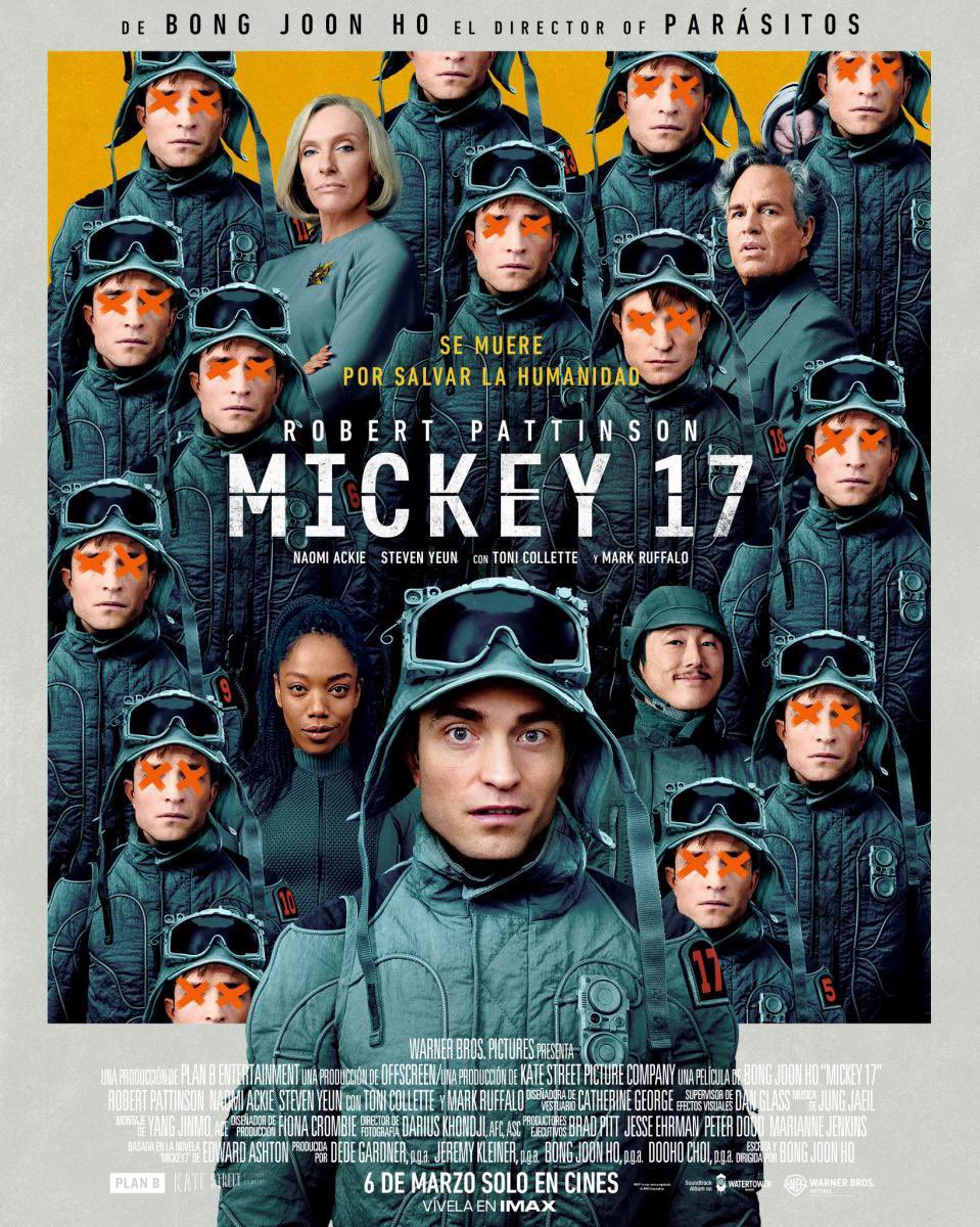 Anoche vi Mickey 17, muy interesante al principio pero conforme avanza para mí gusto pierde bastante y al final incluso me aburrió 6 🌟