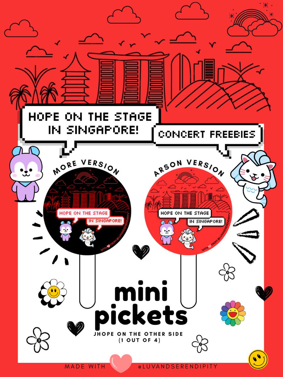 tofuxwaffle's tweet photo. See you around on day1 at Jhope Singapore!  Mini picket freebies follow on ig for location and time #HOPE_ON_THE_STAGE_TOUR_SINGAPORE https://t.co/CJBtPQQzCO