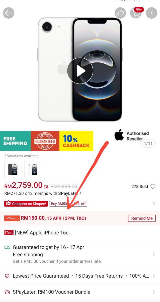 Tengah ada promo tu korang boleh grab sekarang 

Kalau bertuah dapat harga jackpot rm150 tapi kena battle la. Yang penting add to cart sekarang s.shopee.com.my/x1dGH2JD

Nanti 15 April 12pm &amp; 8pm terus check out laju2 Mana tahu rezeki raya 🤌🏻

Samsung s.shopee.com.my/2VeMbr7WEi