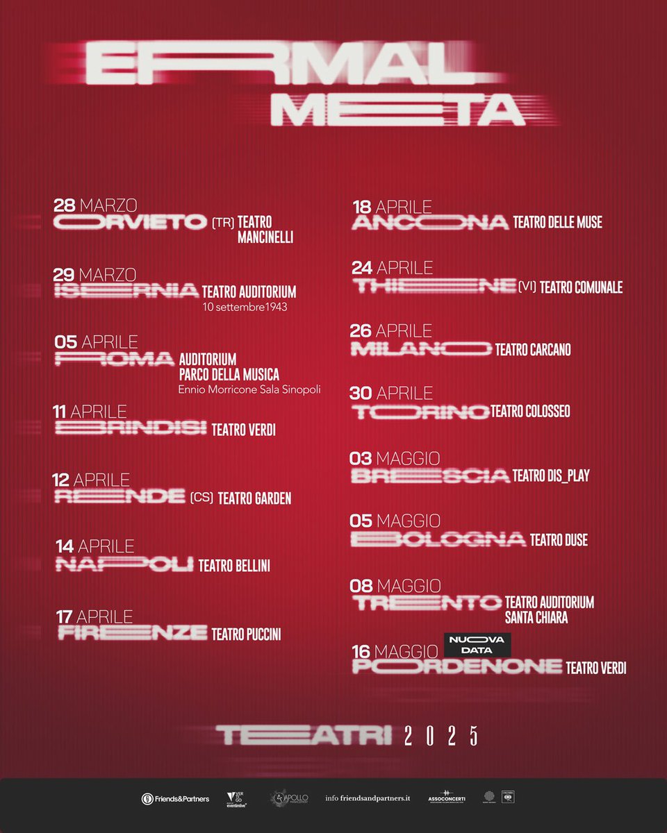 TizianaMati17's tweet photo. Chi ci sarà a Firenze tra meno di una settimana? Io sì, dopo qualche anno di "digiuno ", finalmente, non sto nella pelle!!!!
#MetaErmal
#Tourneiteatri2025 https://t.co/gl1PMFXi9R