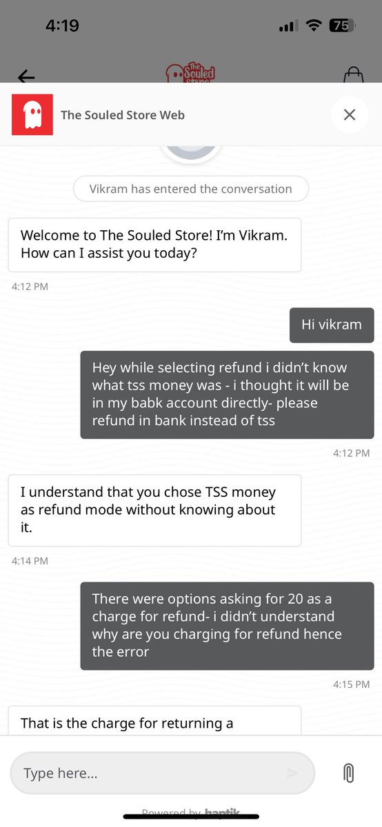 unnat_soni's tweet photo. @thesouledstore Bad experience. 1. Charge for returning order. 2. No options for refund in bank account, instead TSS money options. Home grown brand but fails to understand the market. https://t.co/7fUU5L4Hh7