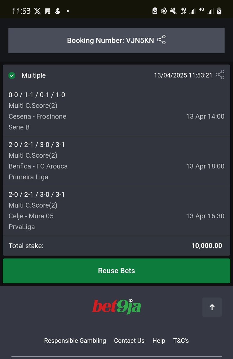 BetParkO's tweet photo. .ur Sunday's #Bet9jaCode 
- VJH5BJ
- VJM8NC
- VJN5KN
- VJNQ7V