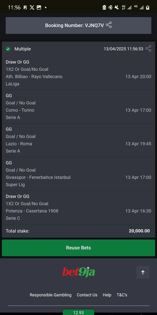 BetParkO's tweet photo. .ur Sunday's #Bet9jaCode 
- VJH5BJ
- VJM8NC
- VJN5KN
- VJNQ7V