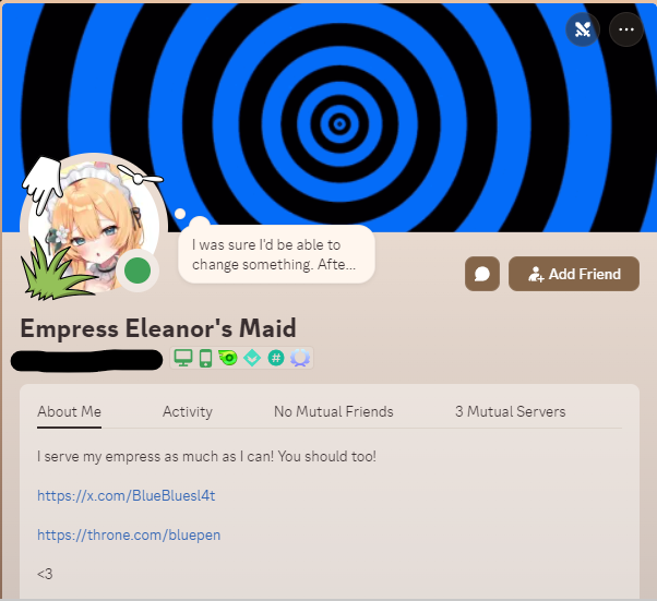 BlueBluesl4t's tweet photo. I made such a pretty account <3 A walking advertisement FOR ME Cause everyone should serve me <3
@PrettyKittyIris You are SUCH a good maid for me <3
#techdom #accplay https://t.co/7zakUgTZwy