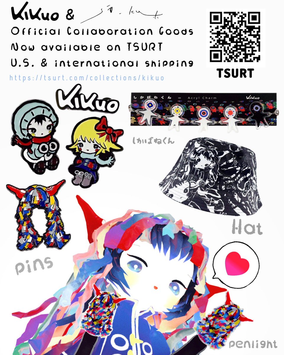 KikuoGoods's tweet photo. 海外の方が注文しやすい通販サイトでも、
きくおコラボグッズ、販売中です！

Kikuo × si_ku.k – Official Collaboration Goods
We are pleased to announce that our official collaboration merchandise with Kikuo is now available online through TSURT.

Shipping is most affordable and convenient within the United States,
but international orders are also welcome.
Please note that customs fees or additional import charges may apply depending on your country.

To view and purchase the collection:
https://t.co/Opyf2YRT1E