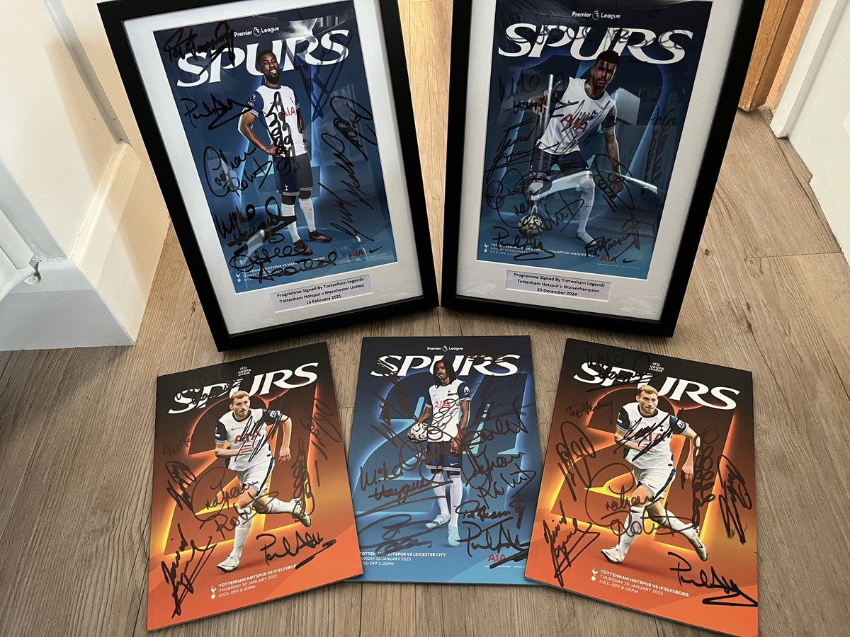 Tottenham Programme Collector (@no1thfcprogs) on Twitter photo Final 5 multi signed Tottenham Legends 2024/25 season programmes available. Signed in support of <a href="/Legend_on_Bench/">Legend-On-The-Bench</a> fund raising. £35 each or £45 framed including UK postage. Any questions regarding who has signed each, let me know. Final 5 multi signed Tottenham Legends 2024/25 season programmes available. Signed in support of <a href="/Legend_on_Bench/">Legend-On-The-Bench</a> fund raising. £35 each or £45 framed including UK postage. Any questions regarding who has signed each, let me know.