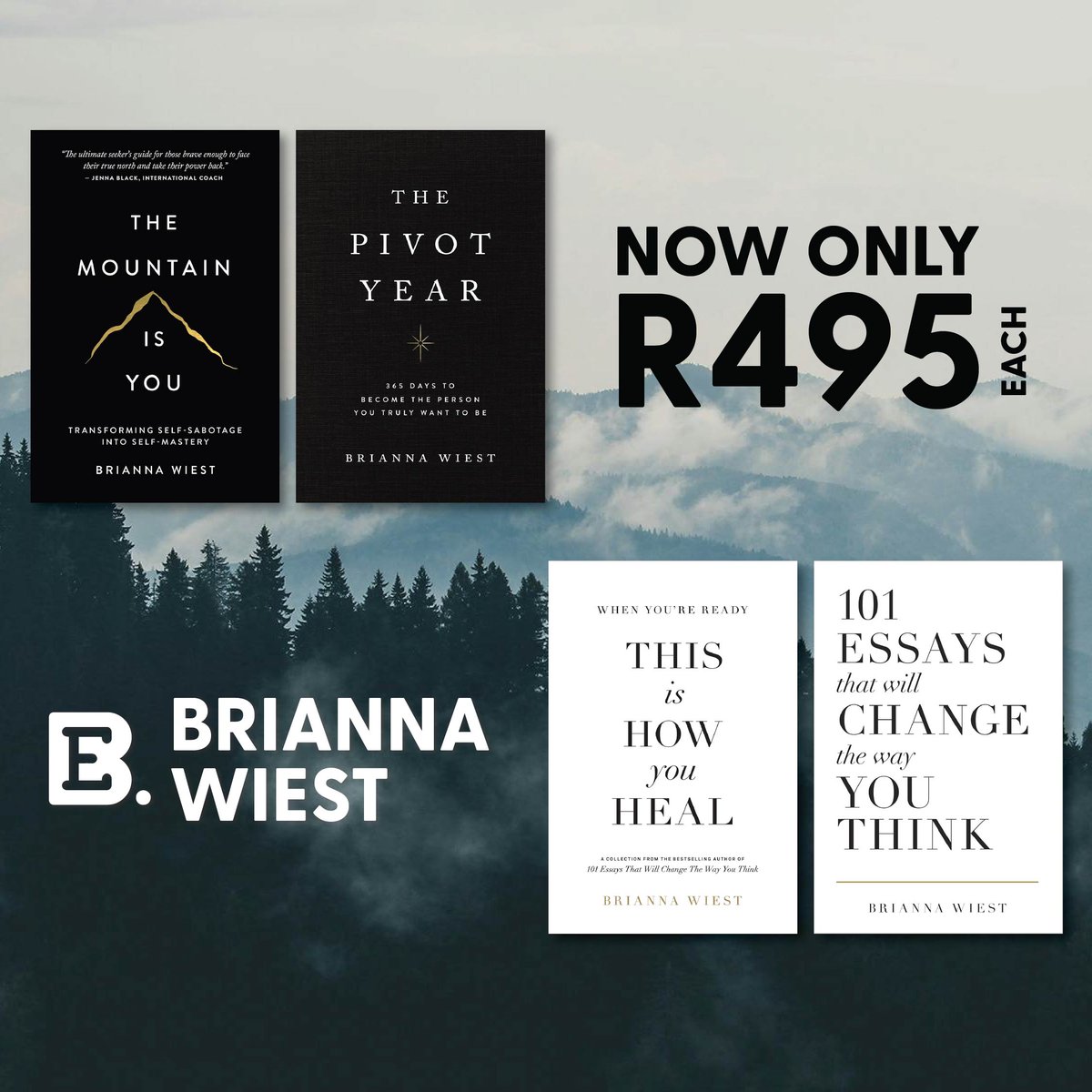 Exclusive Books (@exclusivebooks) on Twitter photo Brianna Wiest is the international bestselling author of 101 Essays That Will Change the Way You Think, The Mountain Is You and more!
Grab these life-changing titles now for only R495 each!
<a href="/PanMacmillanSA/">Pan Macmillan SA</a>
Offer valid 1 - 30 April.
While stocks last.
🤍 exclusivebooks.co.za/collections/br… Brianna Wiest is the international bestselling author of 101 Essays That Will Change the Way You Think, The Mountain Is You and more!
Grab these life-changing titles now for only R495 each!
<a href="/PanMacmillanSA/">Pan Macmillan SA</a>
Offer valid 1 - 30 April.
While stocks last.
🤍 exclusivebooks.co.za/collections/br…
