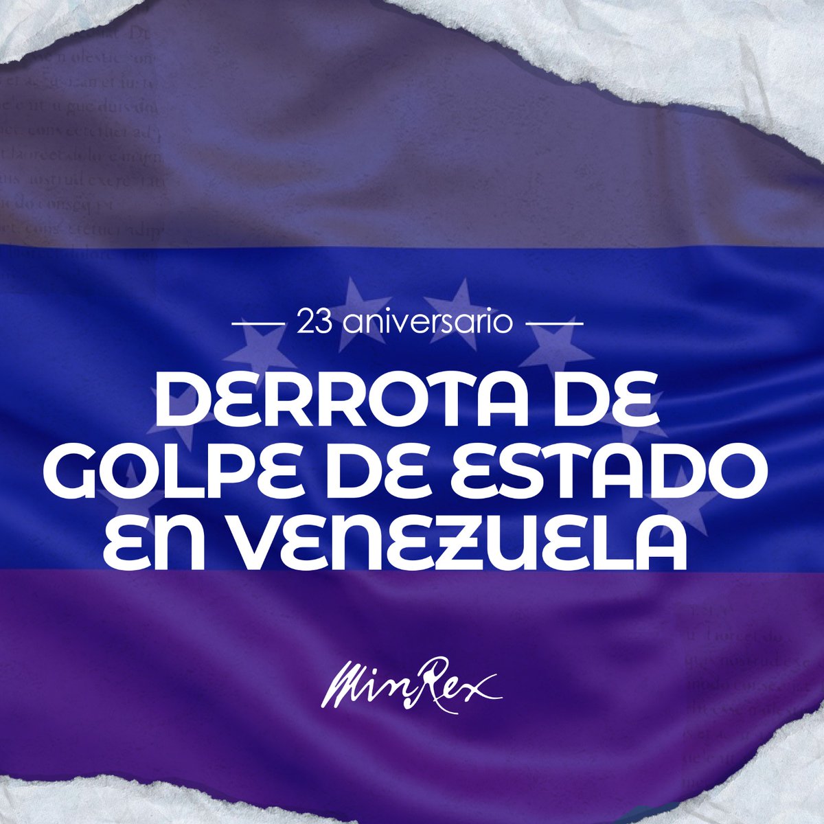 Hace 23 años, el pueblo de #Venezuela y el Comandante Hugo Chávez derrotaron el golpe de Estado fascista.

Reiteramos nuestro respaldo a la Revolución Bolivariana y Chavista, su Unión Cívico-Militar y a su Presidente Nicolás Maduro, ante amenazas, sanciones y presiones externas.