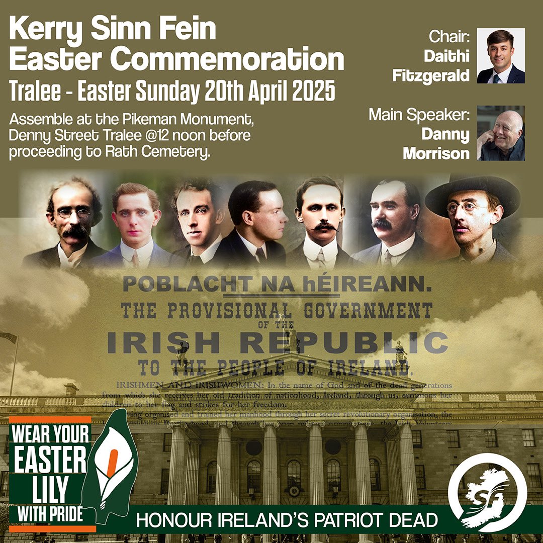 Daithifitz32's tweet image. Easter Sunday is a time to honour those who gave the ultimate sacrifice for Irish freedom.

Now we carry their vision, to build a new Ireland that cherishes all.

We are the generation that will finish the journey and reunify Ireland.
#irishunity