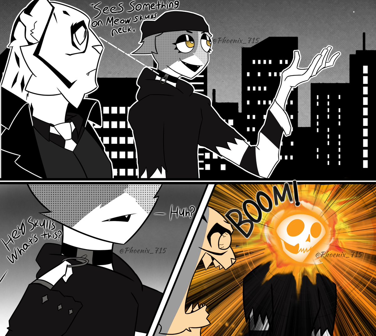 Phoenix_715's tweet photo. Just some silly shenanigans of these two. #Meowskulls #FortniteFanArt https://t.co/GREuDe1lCG