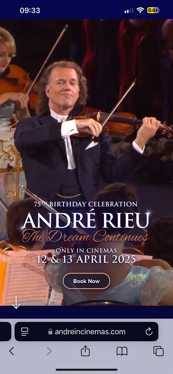 aston1970ap's tweet image. Off to the pictures soon to see #AndreRieu 75th Birthday Celebration 😬 #TheDreamContinues 🎻