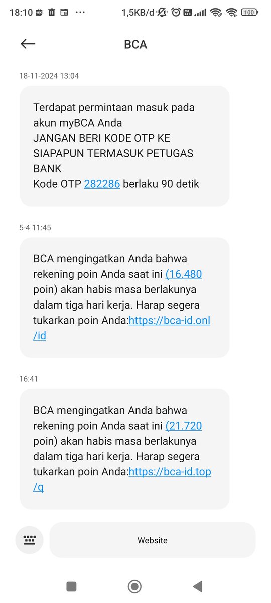 Rd_anindito's tweet photo. @HaloBCA ini bener? Kalo enggak kok bisa pakai nomer yang biasa pake OTP mybca? Tuh atas bawah smsnya https://t.co/i6K3y1MkGo