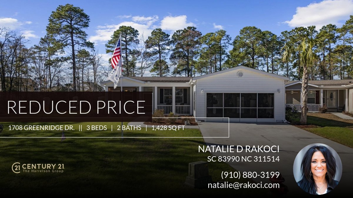 rakocind's tweet photo. 📍 Reduced Price 📍 This recently reduced home at 1708 Greenridge Dr. in Conway won't last long, so, don't wait to set up a showing! Reach out here or at (910) 880-3199 for more information!

Who you hire, matters. https://t.co/Iep7w4CfXp https://t.co/x9KyijqCX9