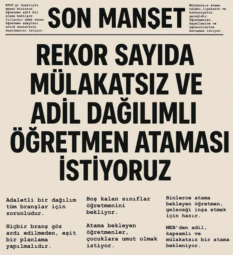 Niyet ettik bugünde 1M tweet atmaya
#Kabine68BinÖğretmenAtaması