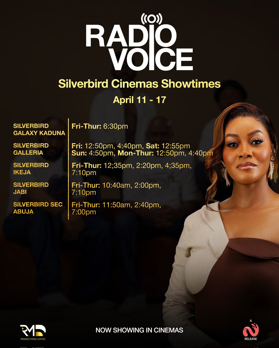 Everything9ja's tweet photo. Radio Voice is where dreams meet reality in a blaze of drama and suspense. RMD and Nse Ikpe-Etim lead a cast that brings every scene to life, crafting a story that’s as mesmerizing as it is exhilarating. #RadioVoiceNowShowing in cinemas nationwide.
Treat yourself to this 10/10! https://t.co/DfyEq98H60