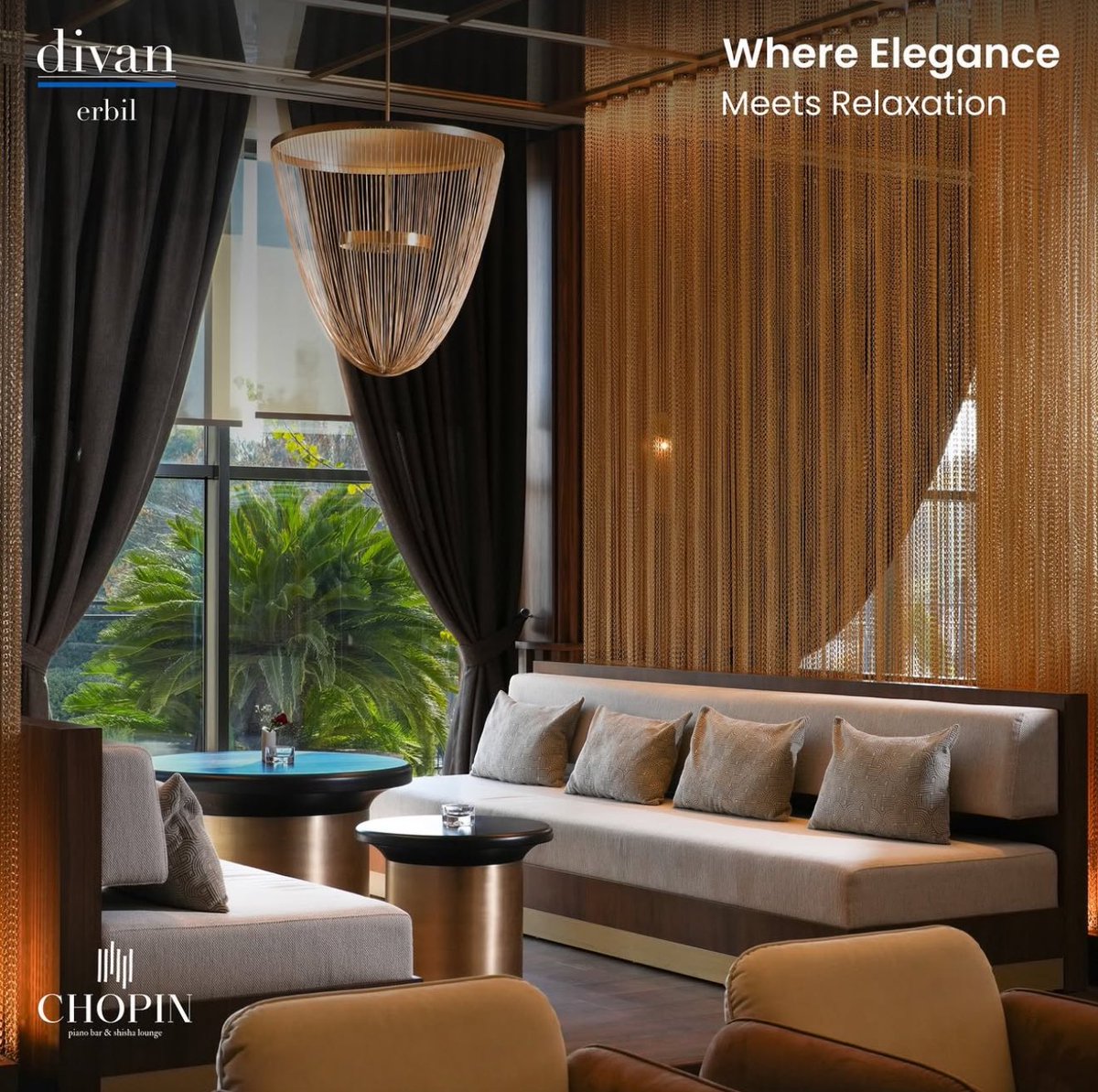 DivanHotelErbil's tweet photo. Chopin Shisha Lounge – Your destination for elegance and relaxation. Savor every moment with our signature drinks and smooth melodies. The perfect spot to unwind and create lasting memories.✨
🌟 For Reservations :
📞 Call: 0750 803 3876 
#divanerbil #luxury #divanhotel #iraq https://t.co/2eHJXylQjH