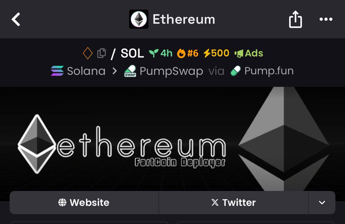EthereumOfSol's tweet image. We are trending on dex #6 1M+ Volume 

$Ethereum of Solana 

Ca - 
6CiGC4U6wm8SbMd5KLnKzo6tp42qjsDd5inpPCvXpump