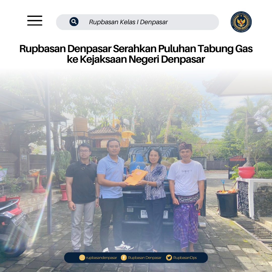 RupbasanDps's tweet photo. Rupbasan Denpasar Serahkan Puluhan Tabung Gas Ke Kejaksaan Negeri Denpasar

https://t.co/IH1LozuXy2

https://t.co/wQWJD3TaLT https://t.co/vrVpQVetSB